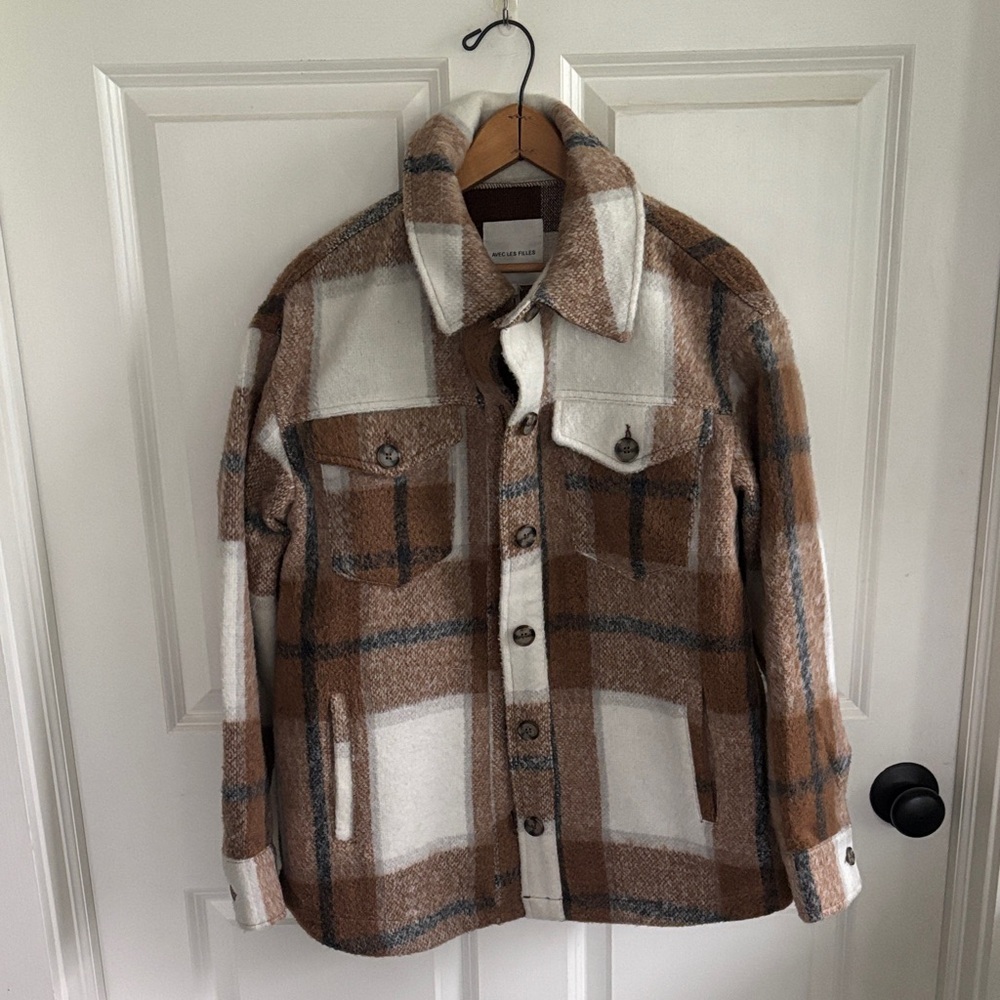 Avec Les Filles Plaid Coat Shacket NWOT